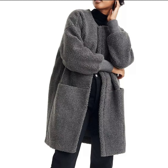 Madewell Gray Bonded Sherpa Cocoon Coat 